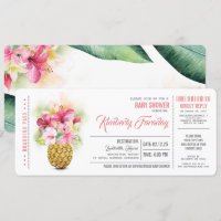 Ananas Beach Boarding Pass Ticket Baby Dusche
