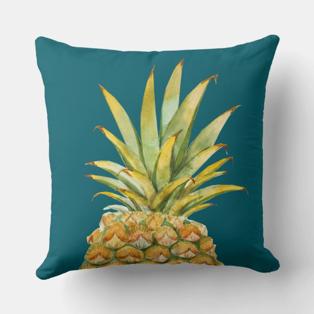 Ananas Beach House Hunter Green reversible Kissen (Rückseite)