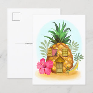 Ananas Beach House Postcard Postkarte