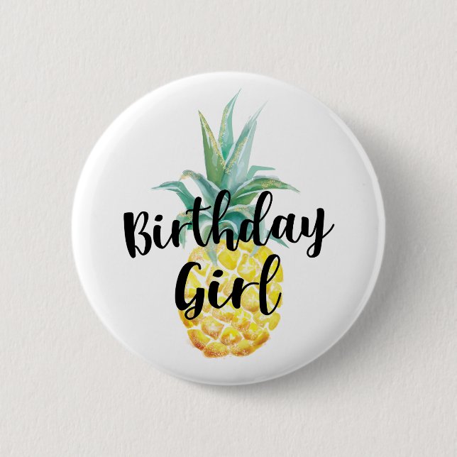 Ananas Birthday Girl Button (Vorderseite)