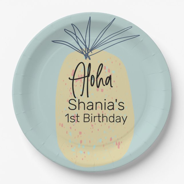 Ananas Birthday Tropical Summer Aloha Party Pappteller (Vorderseite)