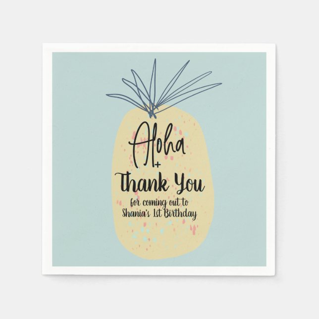 Ananas Birthday Tropical Summer Aloha Vielen Dank Serviette (Vorderseite)