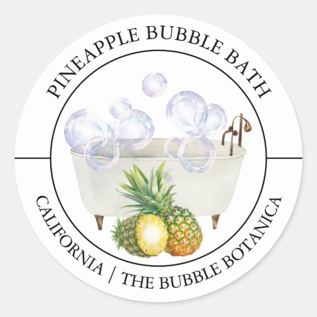 Ananas-Blase-Badewanne Runder Aufkleber (Vorderseite)