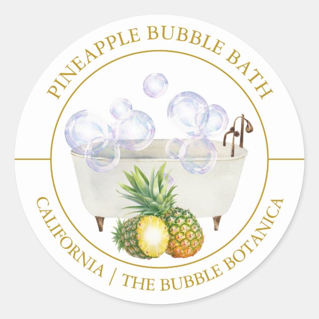 Ananas-Blase-Badewanne Runder Aufkleber (Vorderseite)