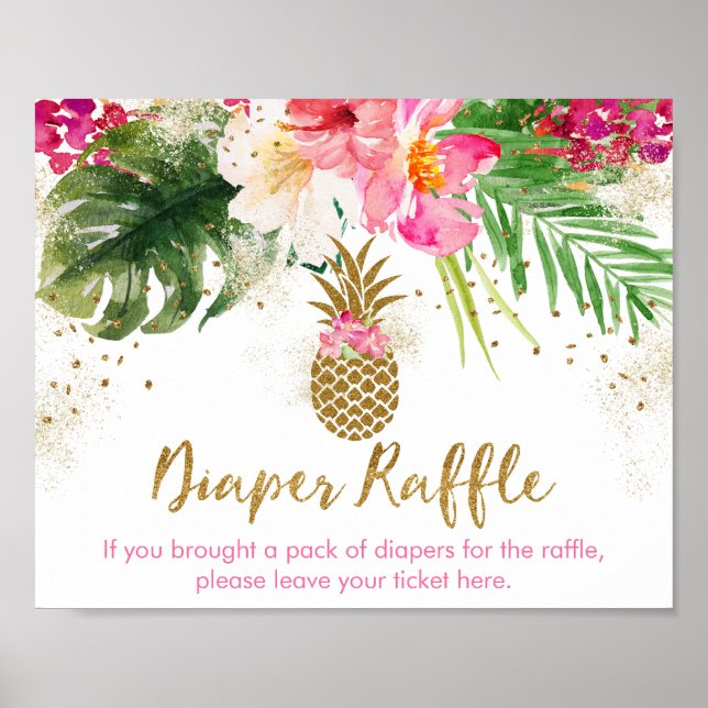 Ananas Blumenspulendusche Windelwanne Poster (Vorne)