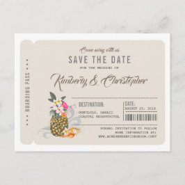 Ananas Boarding Pass Ticket Save the Date Ankündigungspostkarte