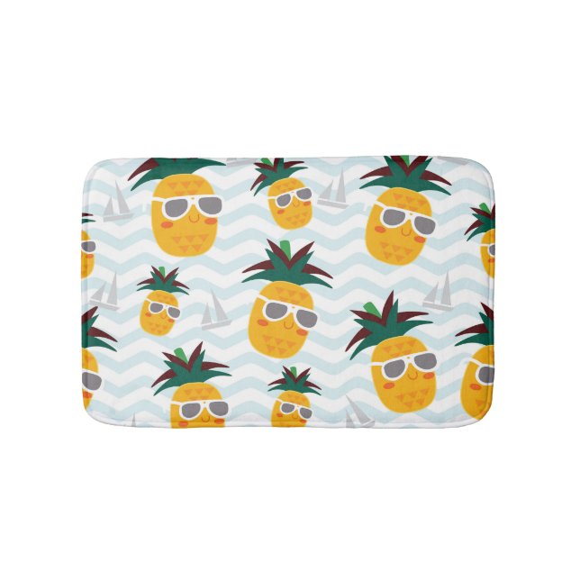 Ananas, Boot: niedliches Ozeanmuster. Badematte (Vorderseite)