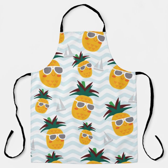 Ananas, Boot: niedliches Ozeanmuster. Schürze (Vorderseite)