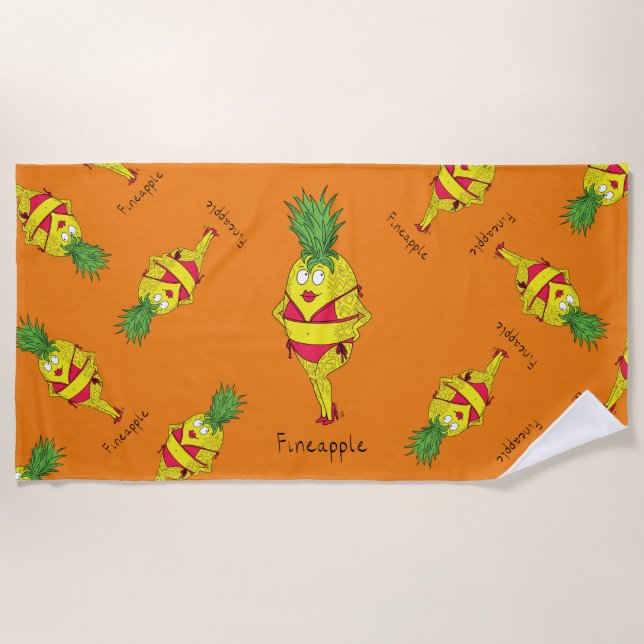 Ananas Button-Up Girl Funny Fruit Strandtuch (Vorderseite)