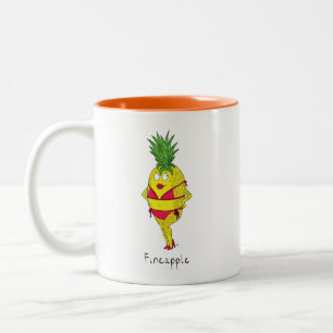 Ananas Button-Up Girl Funny Fruit Zweifarbige Tasse