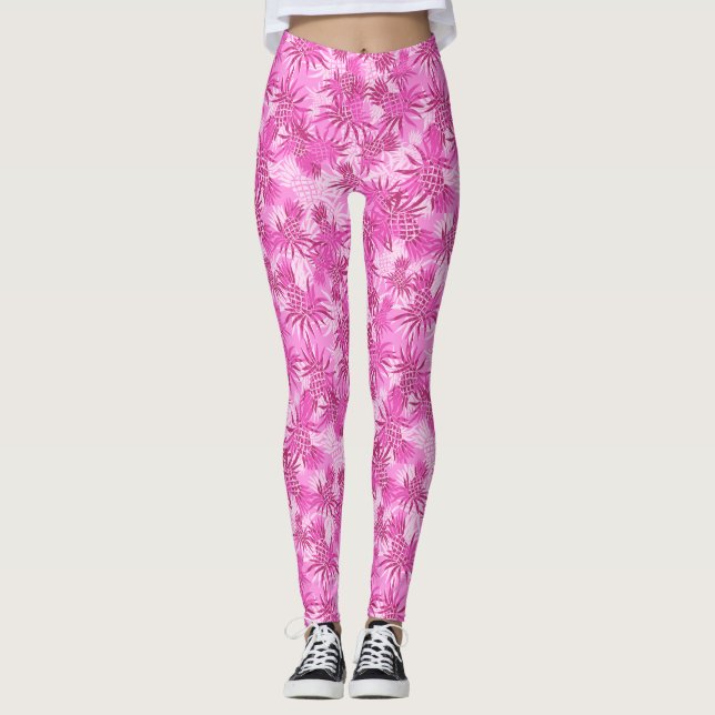 Ananas-Camouflage Hawaiian Tropical Leggings (Vorderseite)