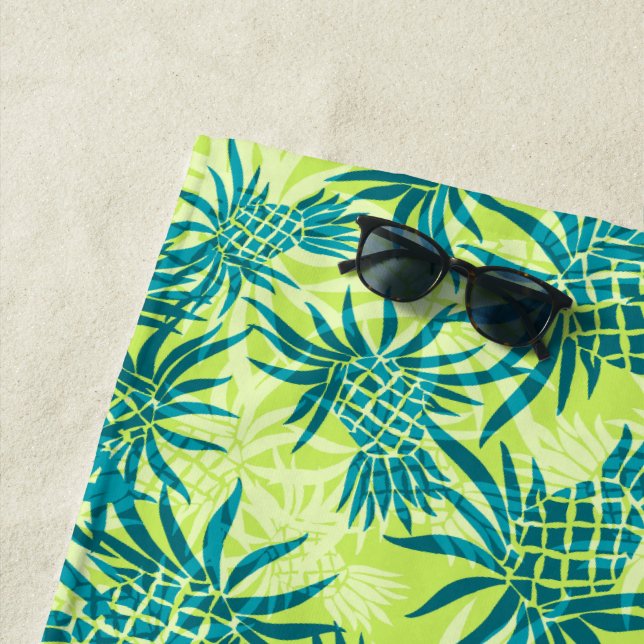 Ananas-Camouflage Hawaiian Tropical - Limon und aq Strandtuch (Beispiel)