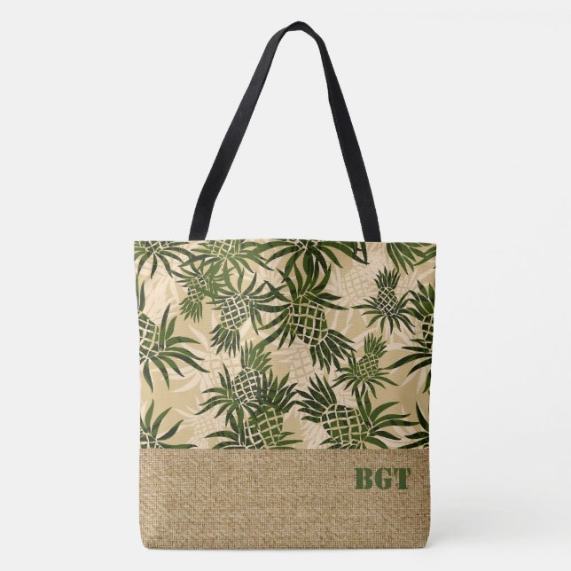 Ananas-Camouflage-Monogramm-hawaiische Tasche (Vorderseite)