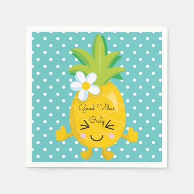 Ananas Charm Good Vibes nur Papier Napkin Serviette (Vorderseite)