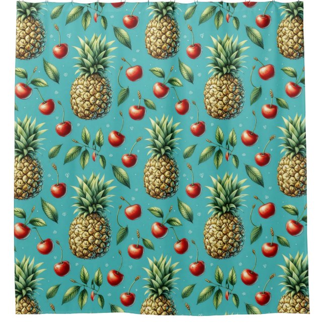 Ananas Cherry Bliss Duschvorhang (Vorderseite)