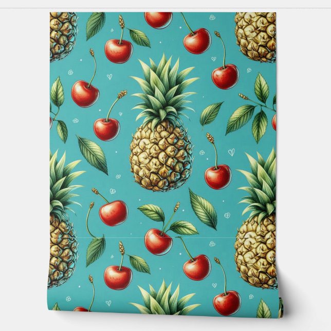 Ananas Cherry Bliss Tapete (Abrollen)