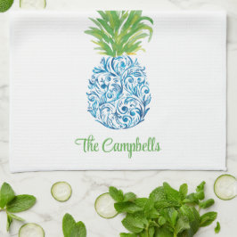 Ananas Chinoiserie Blau Weiße Preppy Custom Geschirrtuch