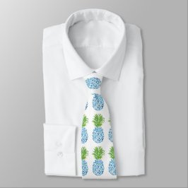 Ananas Chinoiserie Blau Weiße Preppy Krawatte