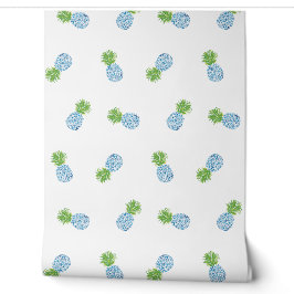 Ananas Chinoiserie Blue Green Preppy Tapete