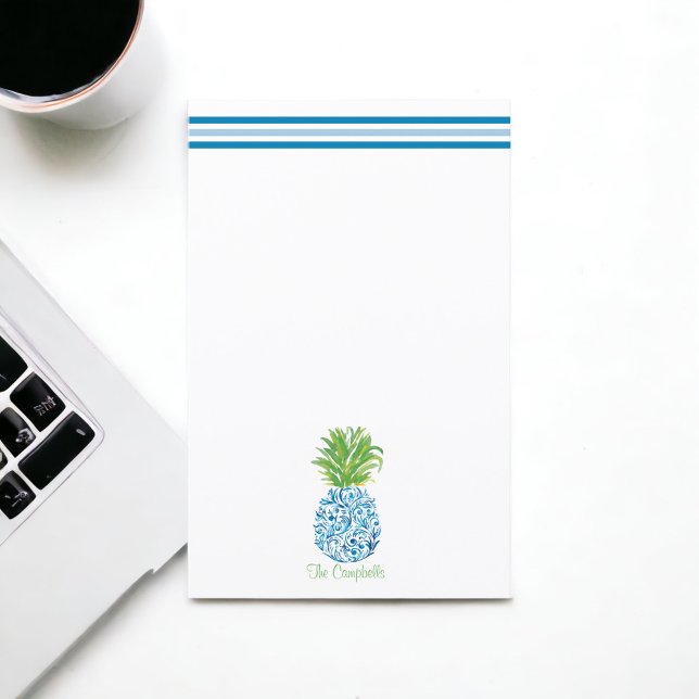 Ananas Chinoiserie Blue White Preppy Name (Von Creator hochgeladen)