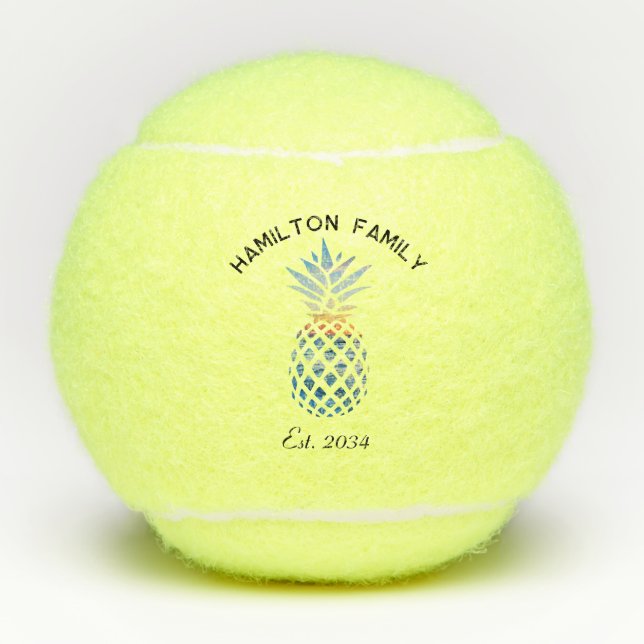 Ananas Coastal Sunset Beach Family Swag Tennisbälle (Vorderseite)