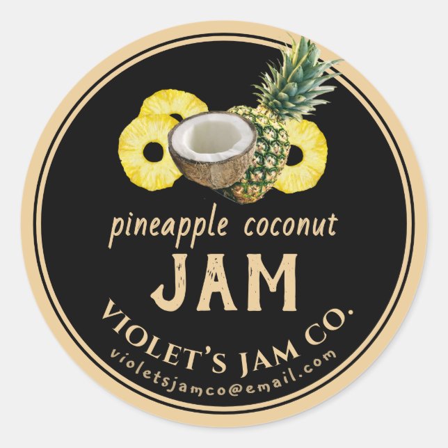 Ananas-Coconut-Konfitüre Runder Aufkleber (Vorderseite)