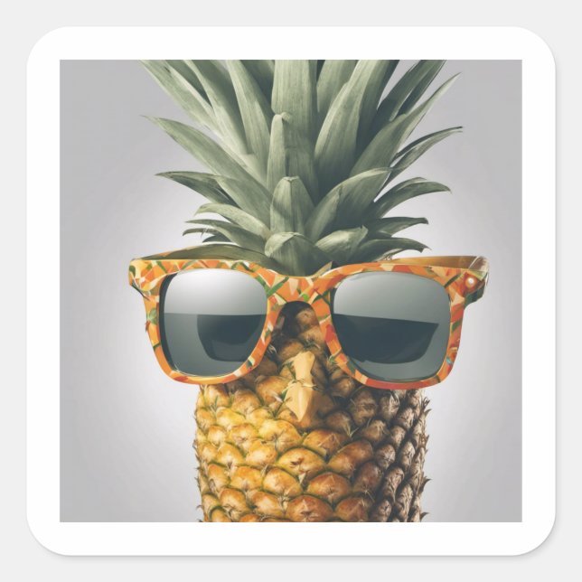 Ananas Craze Quadratischer Aufkleber (Vorderseite)