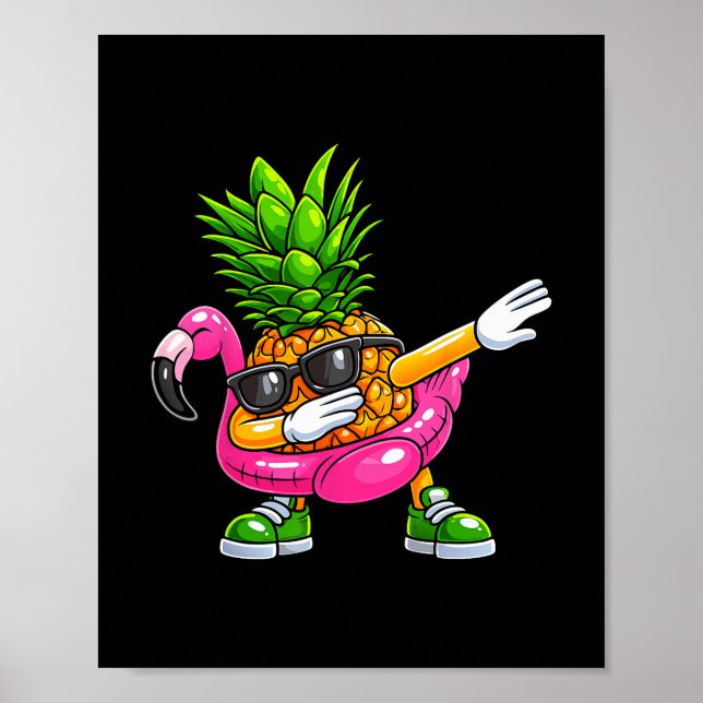 Ananas Dabbing Flamingo Aloha Hawaii Tropisch V Poster (Vorne)