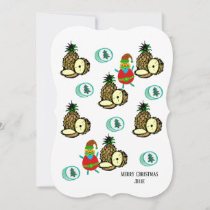 Ananas de Noël, carte de voeux Père Noël Flat