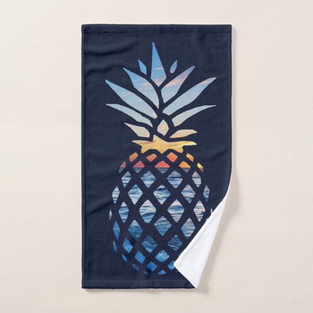 Ananas de plage au coucher du soleil tropical (Serviette à main)