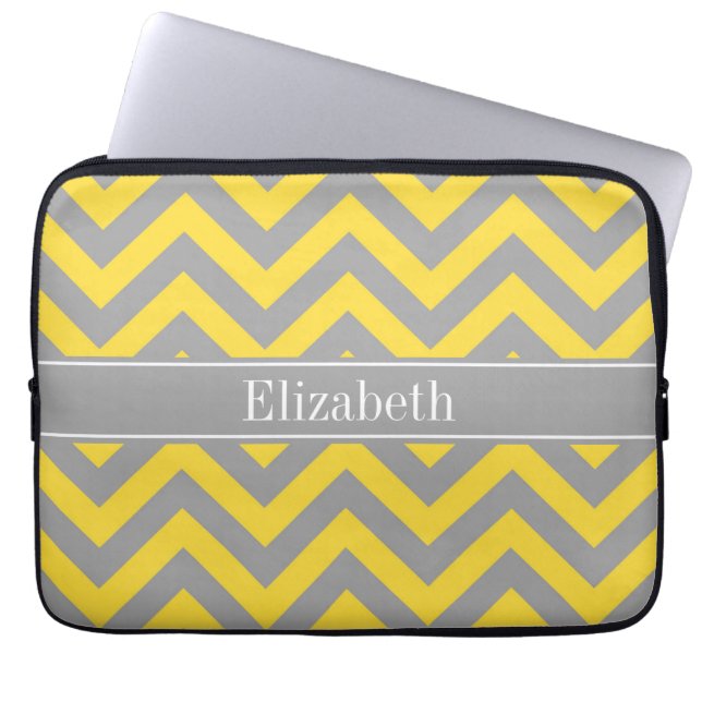 Ananas Dk Gray LG Zickzack Dk Grau Name Monogramm Laptopschutzhülle (Vorderseite)