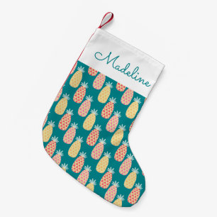 Ananas-Doodle-Muster  Name hinzufügen Kleiner Weihnachtsstrumpf