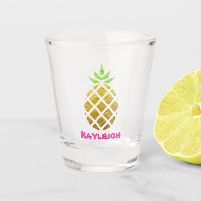 Ananas d'or | Verre Tropique amusant (Devant)