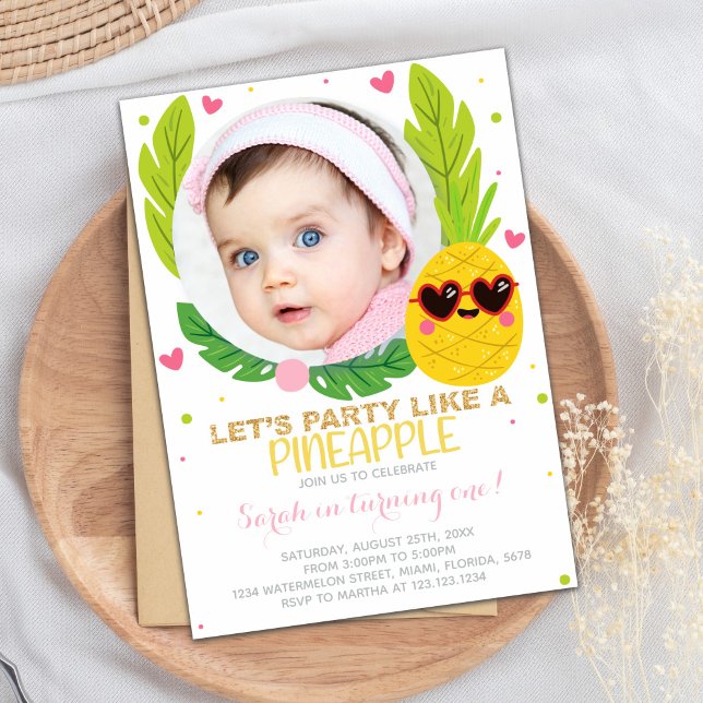 Ananas Einladung zum Geburtstag mit Foto (Pineapple Birthday Invitations with photo)