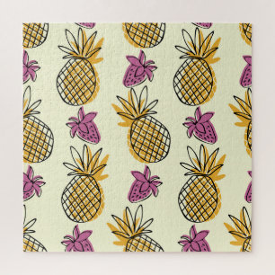 Ananas, Erdbeere Vintages Textildesign.