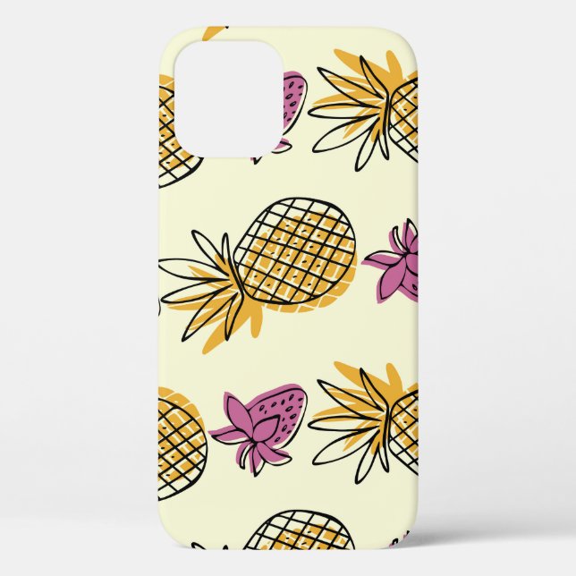 Ananas, Erdbeere Vintages Textildesign. Case-Mate iPhone Hülle (Rückseite)