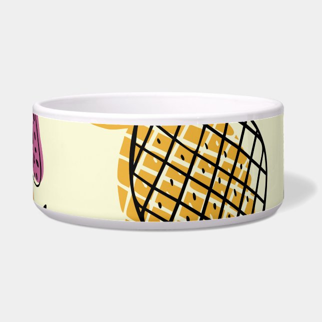 Ananas, Erdbeere Vintages Textildesign. Napf (Vorderseite)