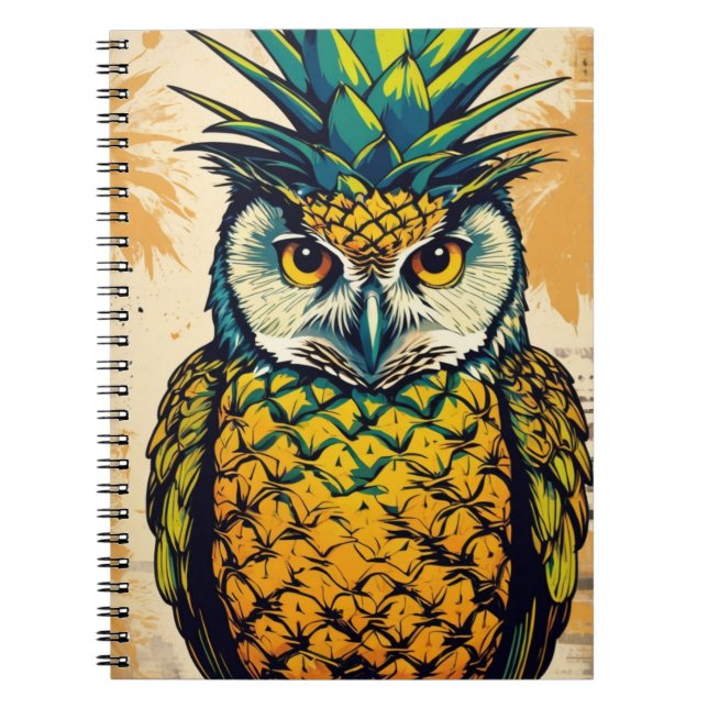 Ananas Eule | Notizbuch Journal Notizblock (Vorderseite)