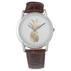 Ananas, Falschgold+Kollage Armbanduhr