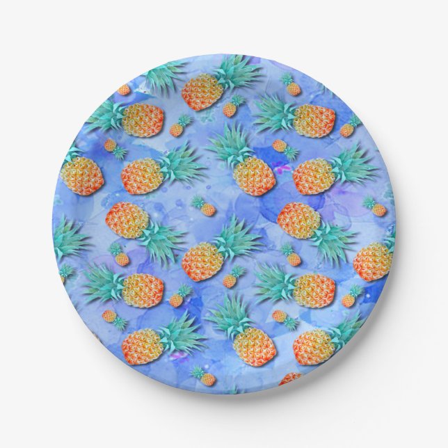 Ananas. Farbe. Feier. Pappteller (Vorderseite)