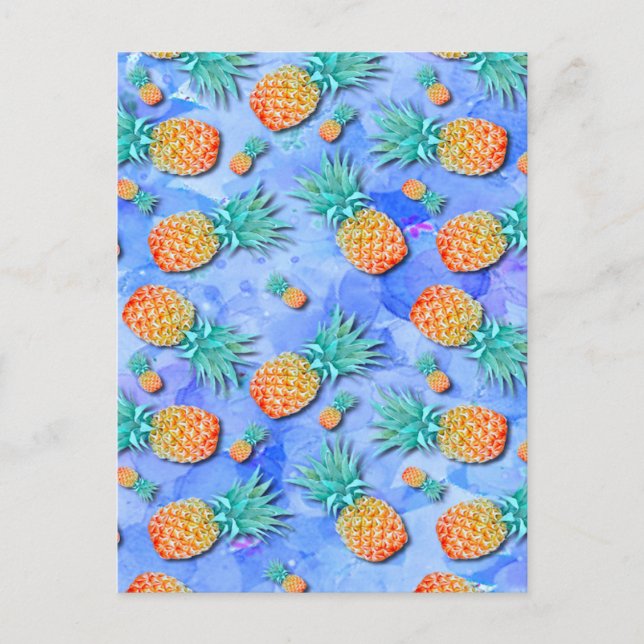 Ananas. Farbe. Feier. Postkarte (Vorderseite)