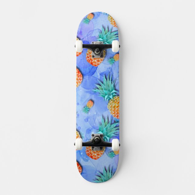 Ananas. Farbe. Feier. Skateboard (Vorderseite)