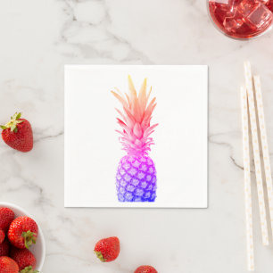 Ananas farbenfroh rosa Lila Regenbogen Serviette