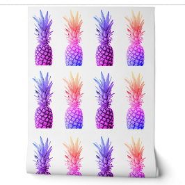 Ananas farbige Lila rosa Orange tropische Tapete