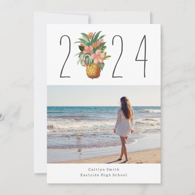 Ananas-Flora Tropischer Abschluss Foto Einladung (Vorderseite)