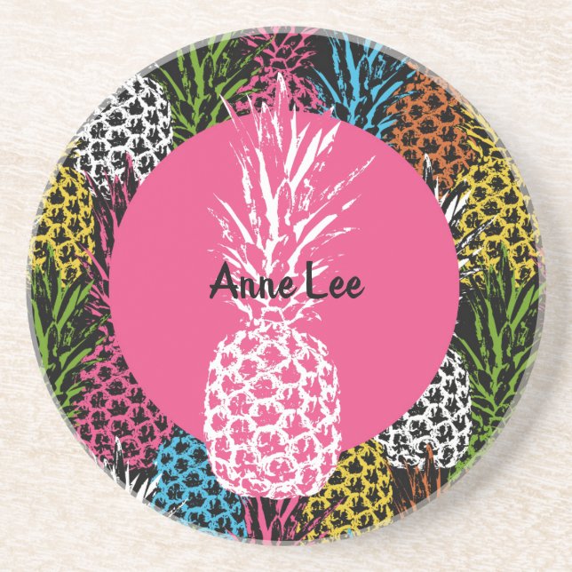 Ananas, frei und süß sandstein untersetzer (Vorne)