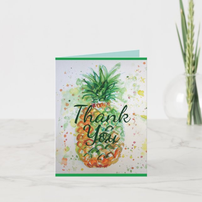 Ananas Frucht Food Tropical Vibes Vielen Dank Karte (Vorderseite)