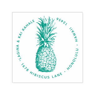 Ananas-Frucht-Rücksendeadresse Hawaii botanisch Permastempel
