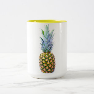 Ananas Frucht Strand Dessert Bunt Tropisch Zweifarbige Tasse