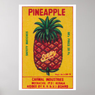 Ananas Frucht - Streichholzschachtel Druck - Indie Poster